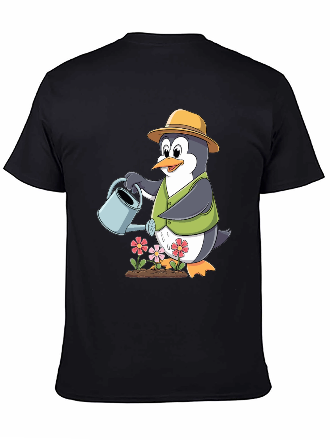 Penguin Gardener T-Shirt - Cute Cartoon Design
