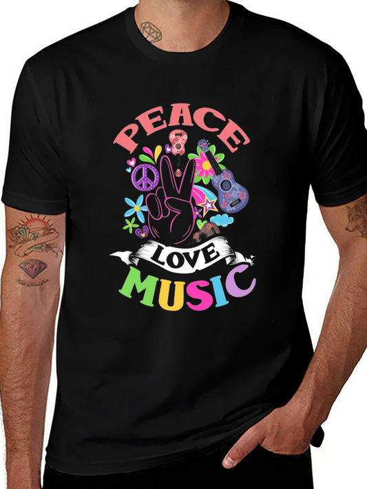 Peace Love Music Graphic T-Shirt
