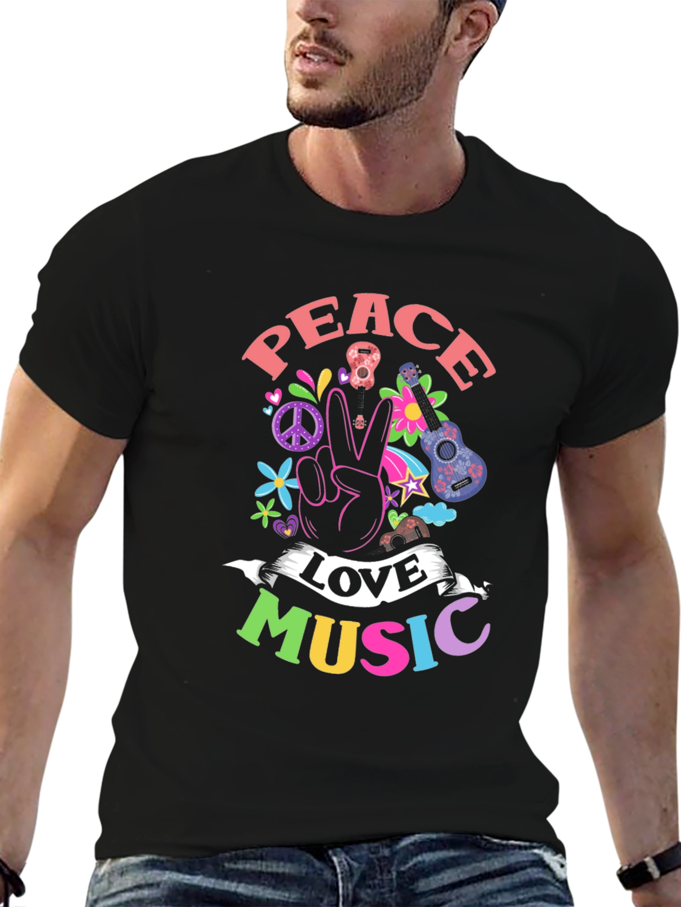 Peace Love Music Graphic T-Shirt