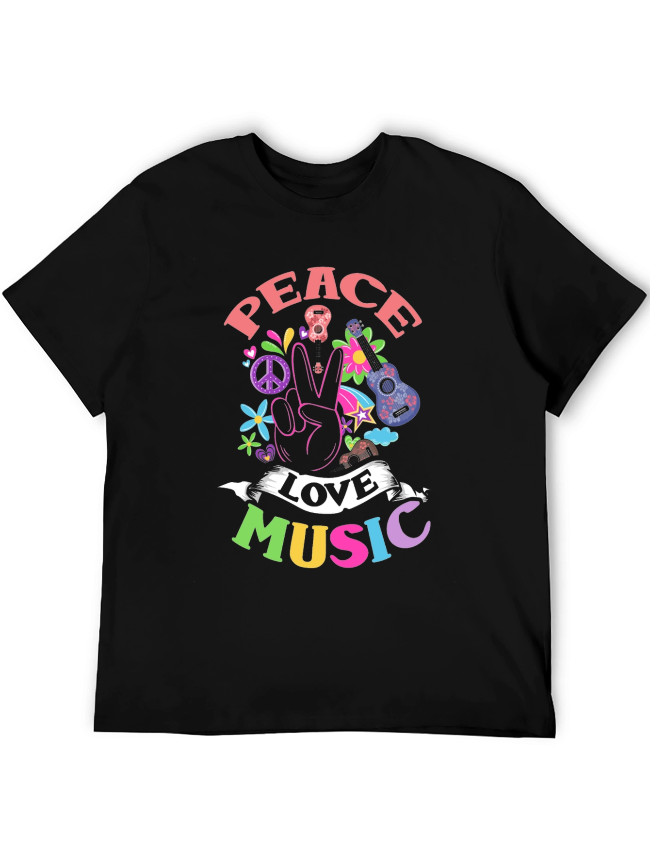 Peace Love Music Graphic T-Shirt
