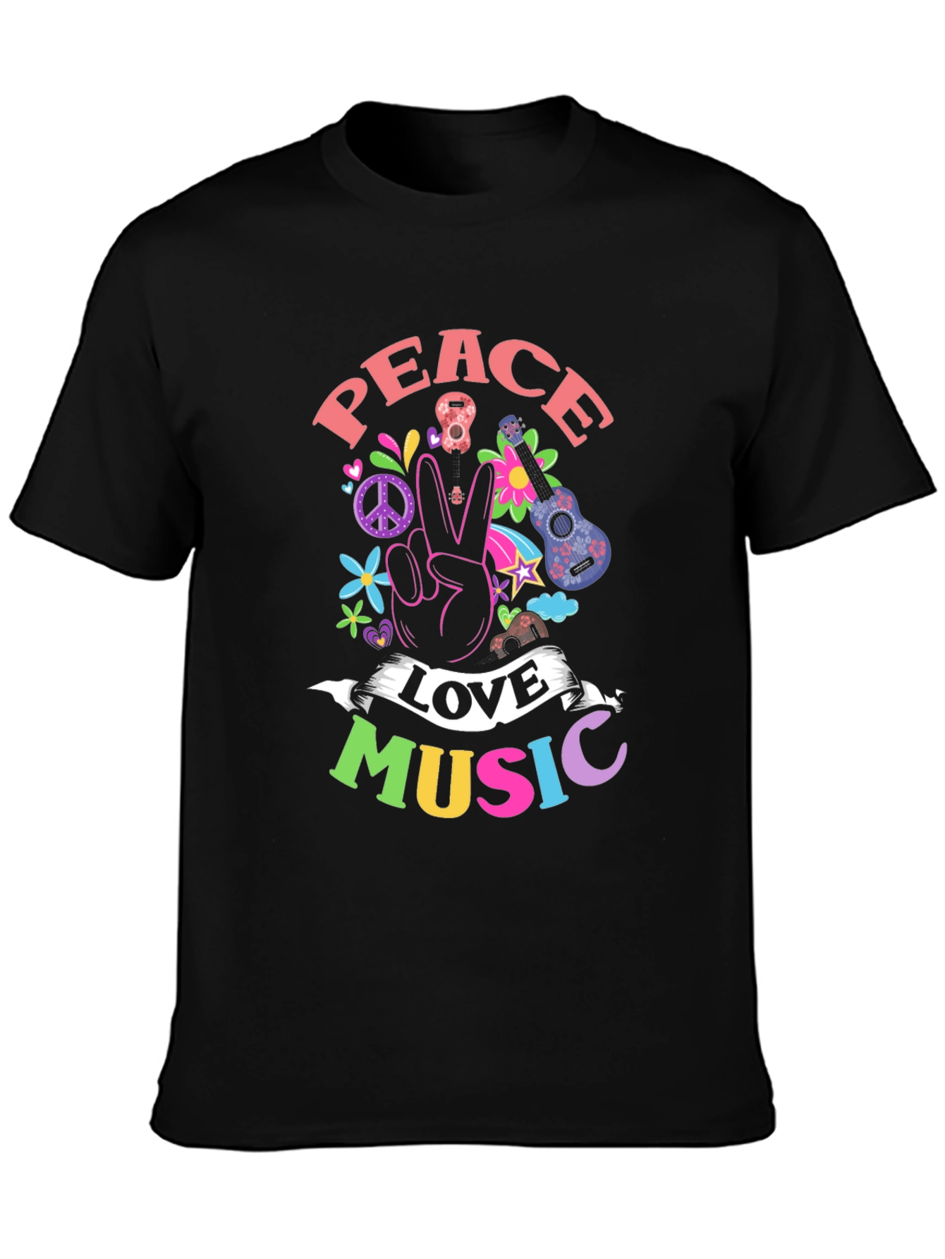 Peace Love Music Graphic T-Shirt