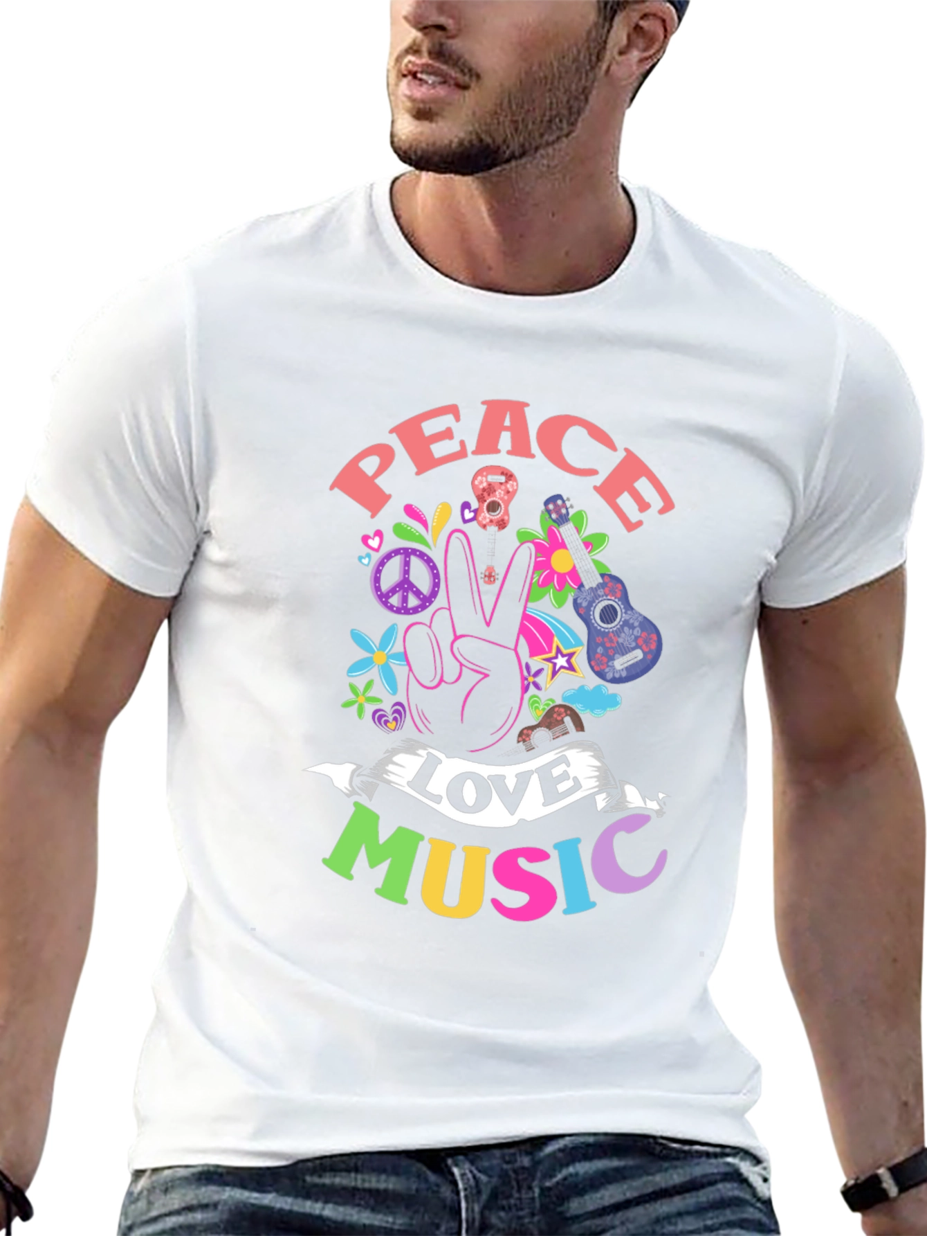 Peace Love Music Graphic T-Shirt
