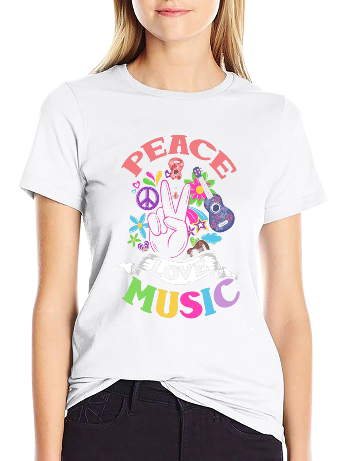 Peace Love Music Graphic T-Shirt