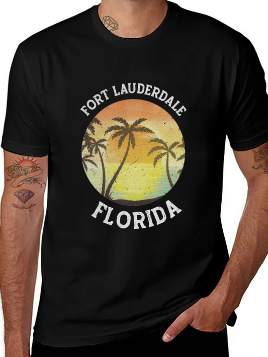 Fort Lauderdale Florida Palm Tree Black T-Shirt