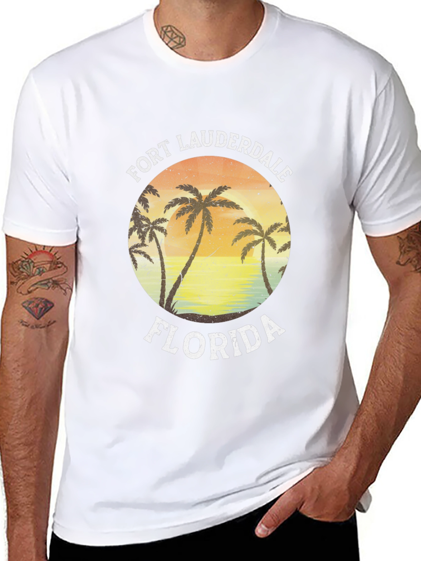 Fort Lauderdale Florida Palm Tree Black T-Shirt
