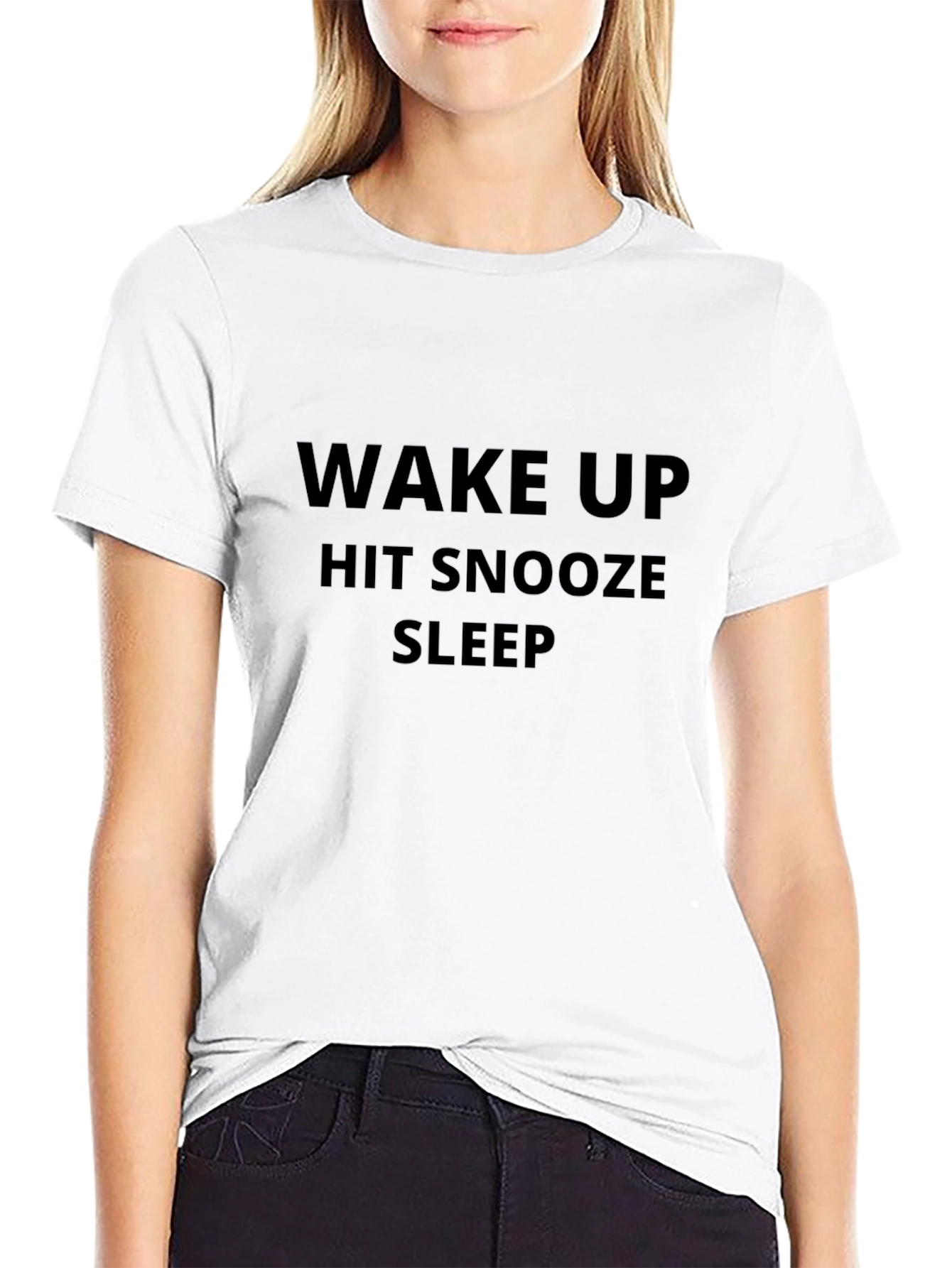 Wake Up Hit Snooze Sleep Black Graphic Tee