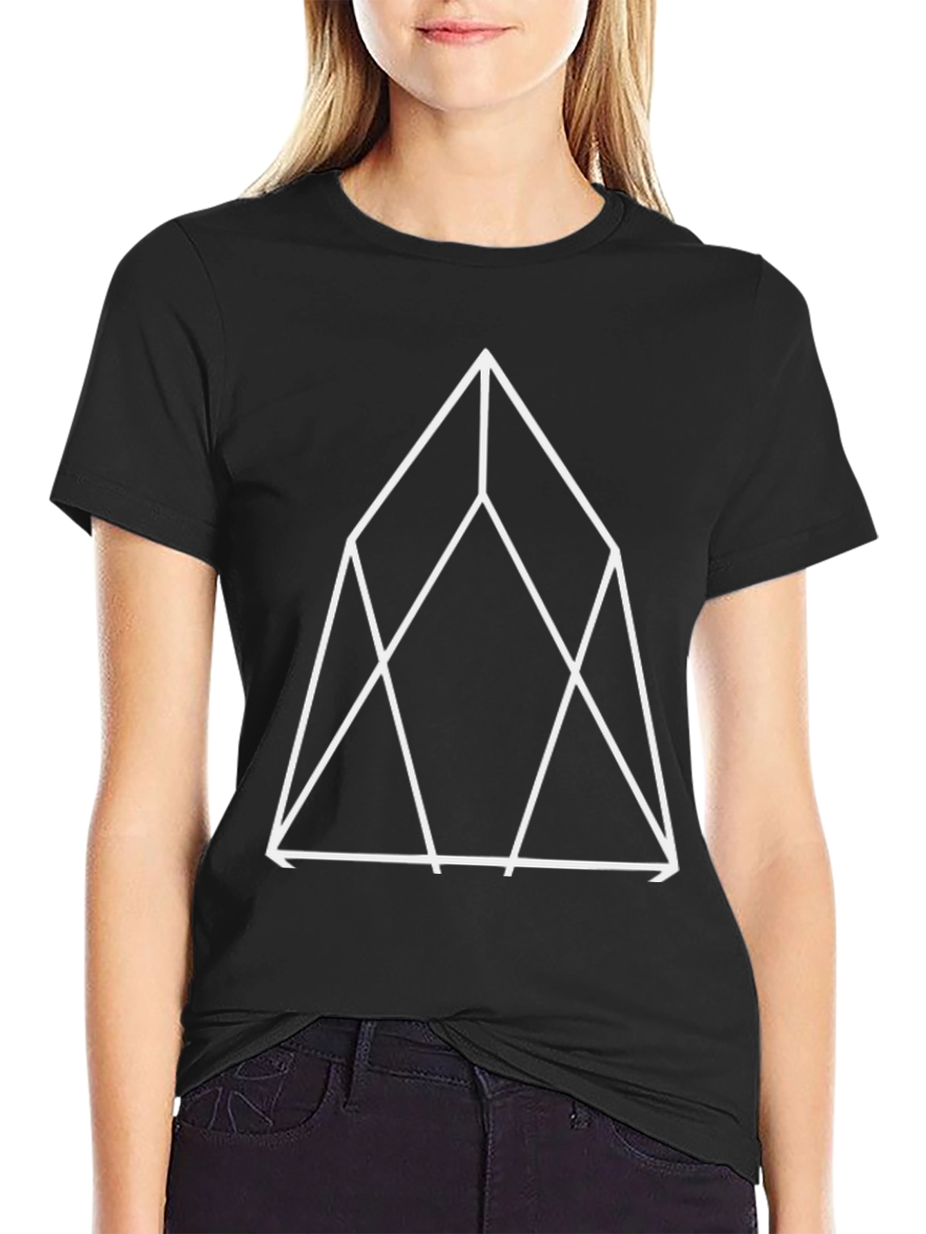 Geometric Triangle Graphic Tee - Black