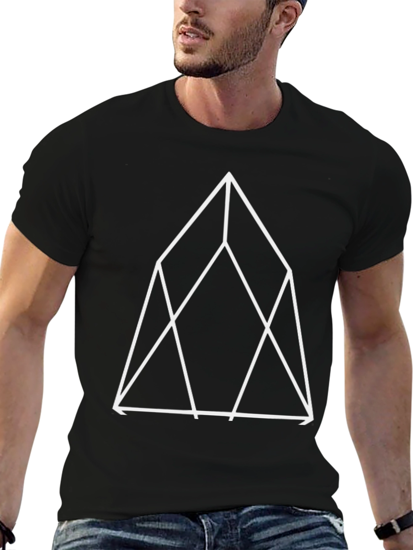 Geometric Triangle Graphic Tee - Black