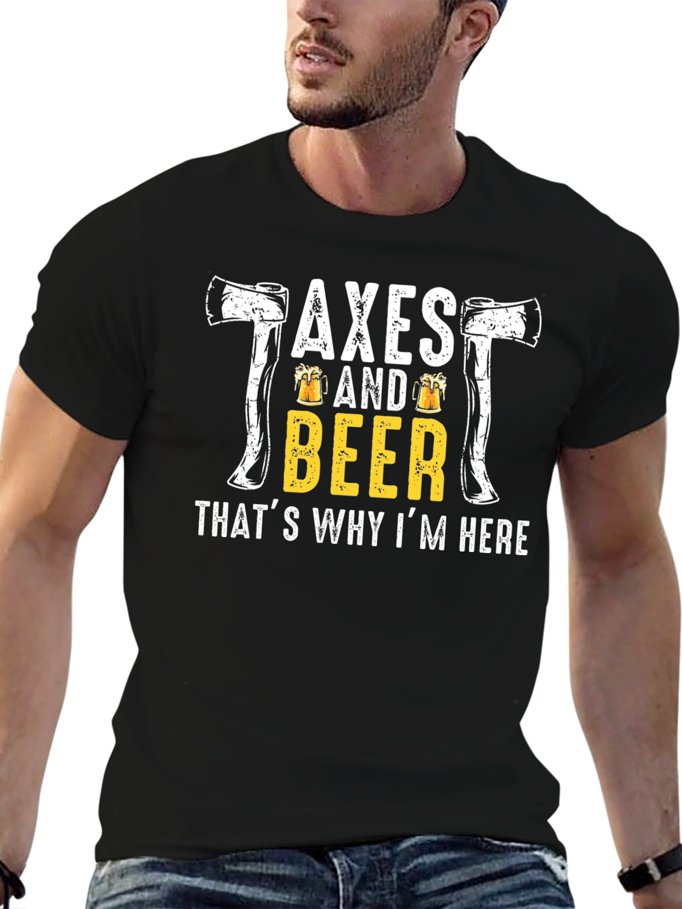 Axes and Beer T-Shirt - Funny Lumberjack Drinking Tee