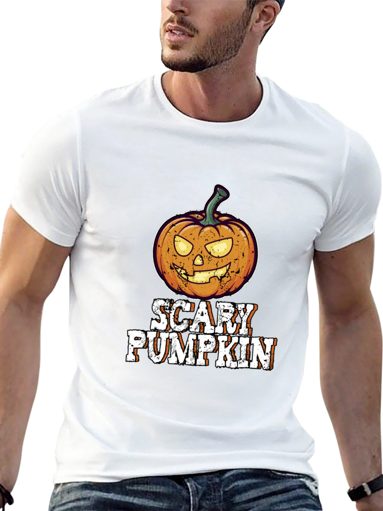 Scary Pumpkin Halloween Graphic Tee Shirt