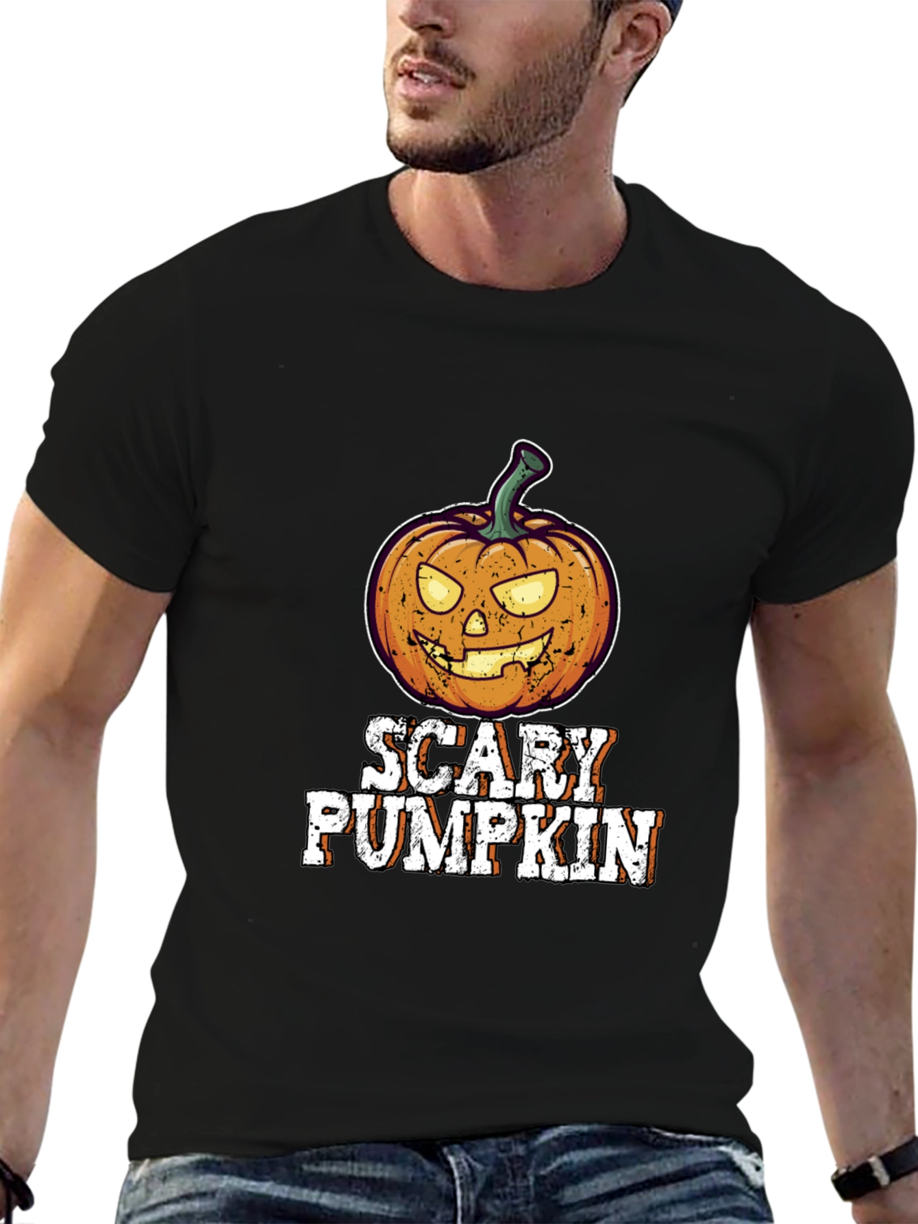 Scary Pumpkin Halloween Graphic Tee Shirt