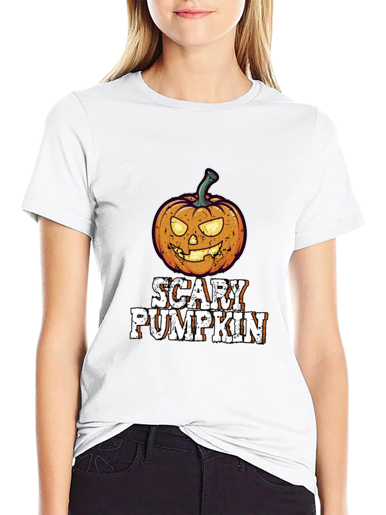 Scary Pumpkin Halloween Graphic Tee Shirt