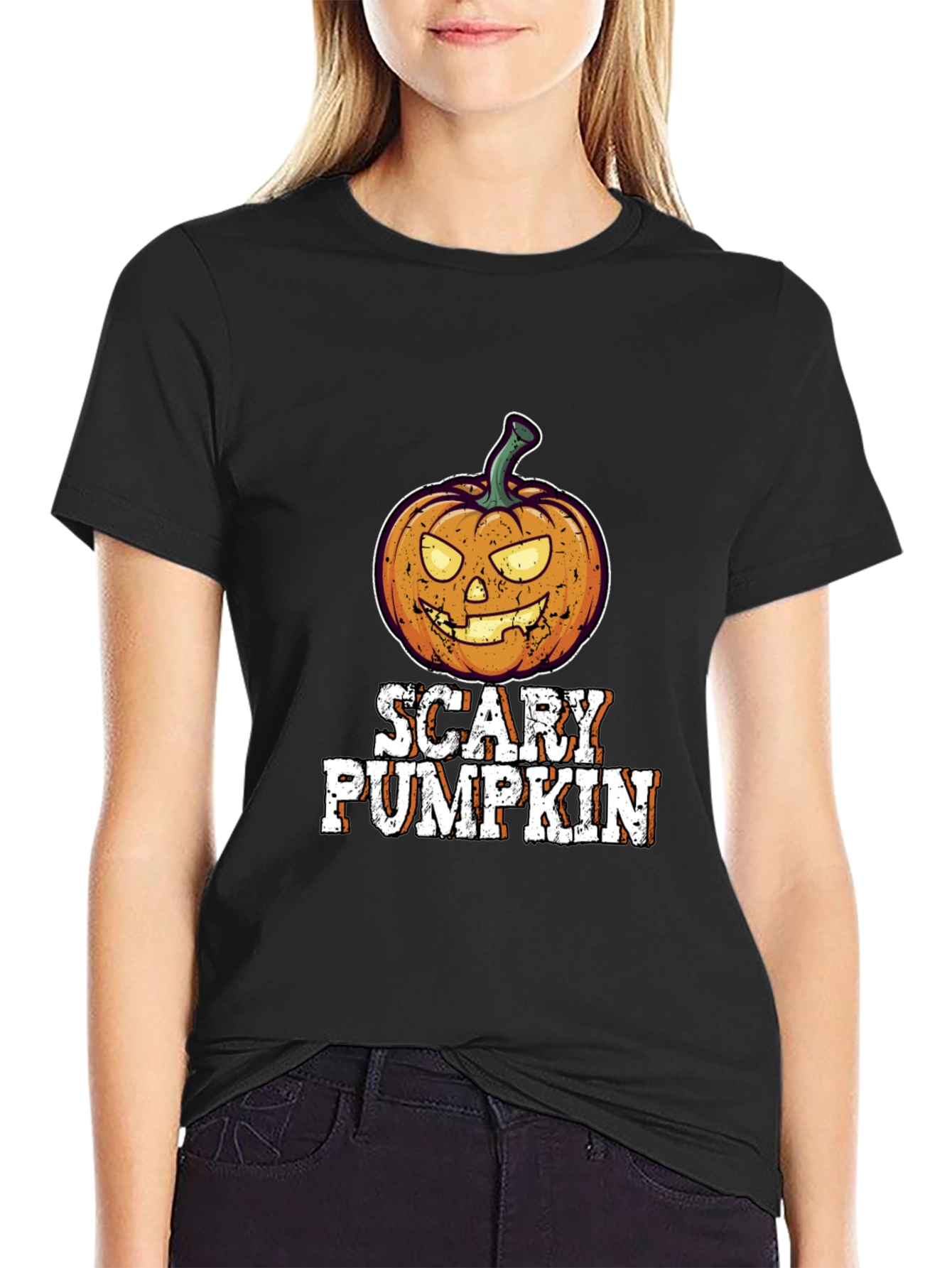 Scary Pumpkin Halloween Graphic Tee Shirt