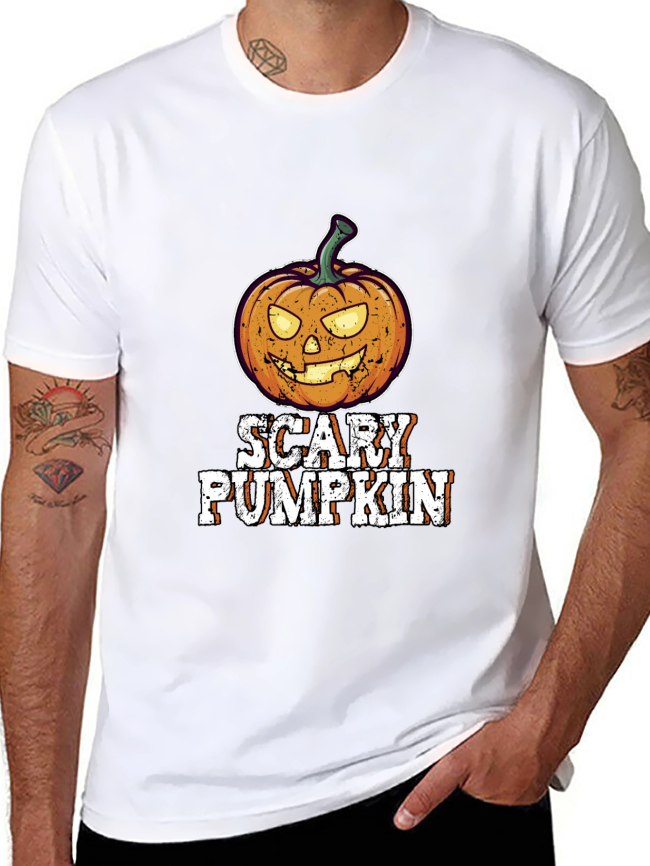 Scary Pumpkin Halloween Graphic Tee Shirt