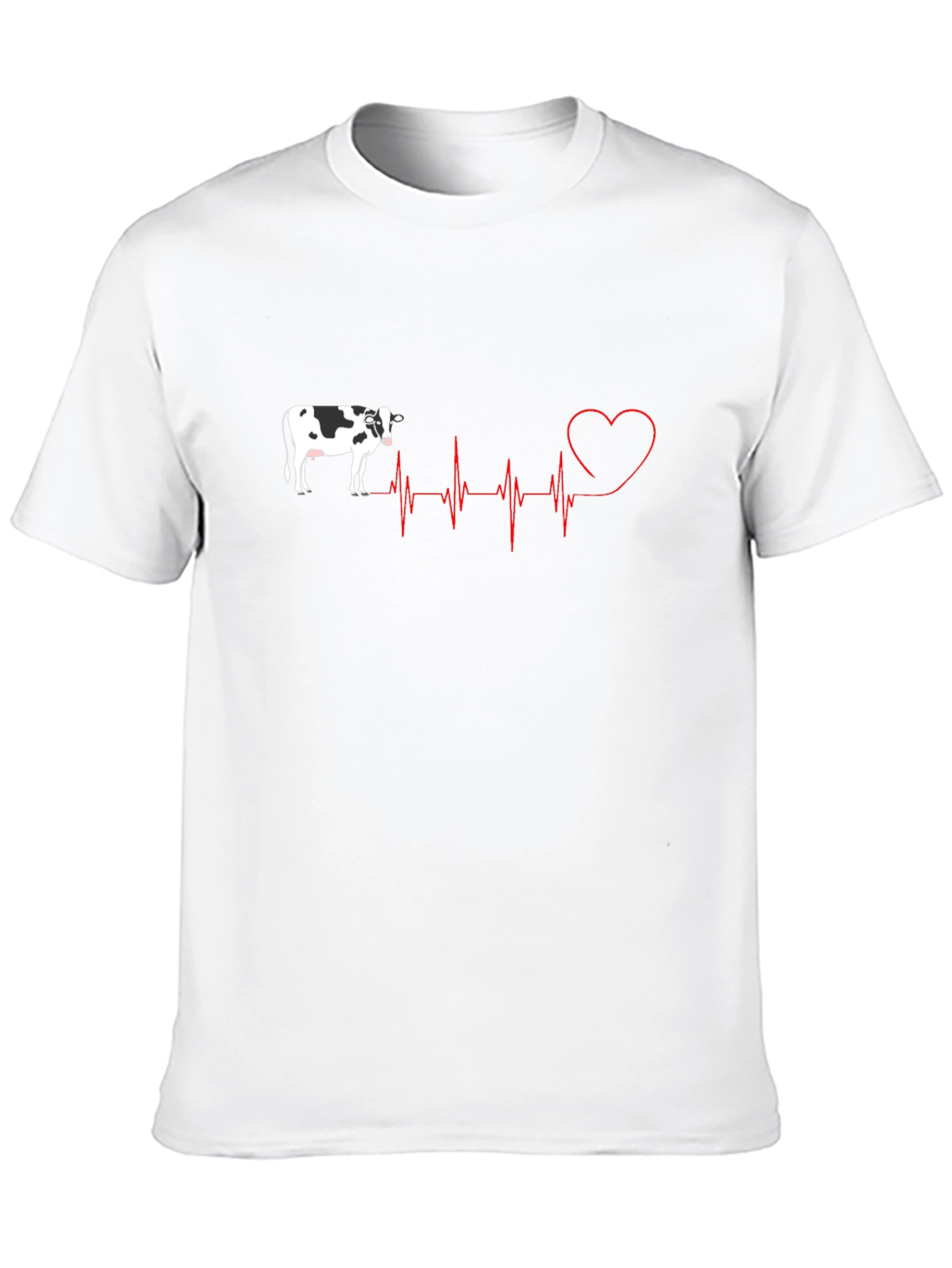 Cow Heartbeat Graphic Tee - Black Cotton T-Shirt