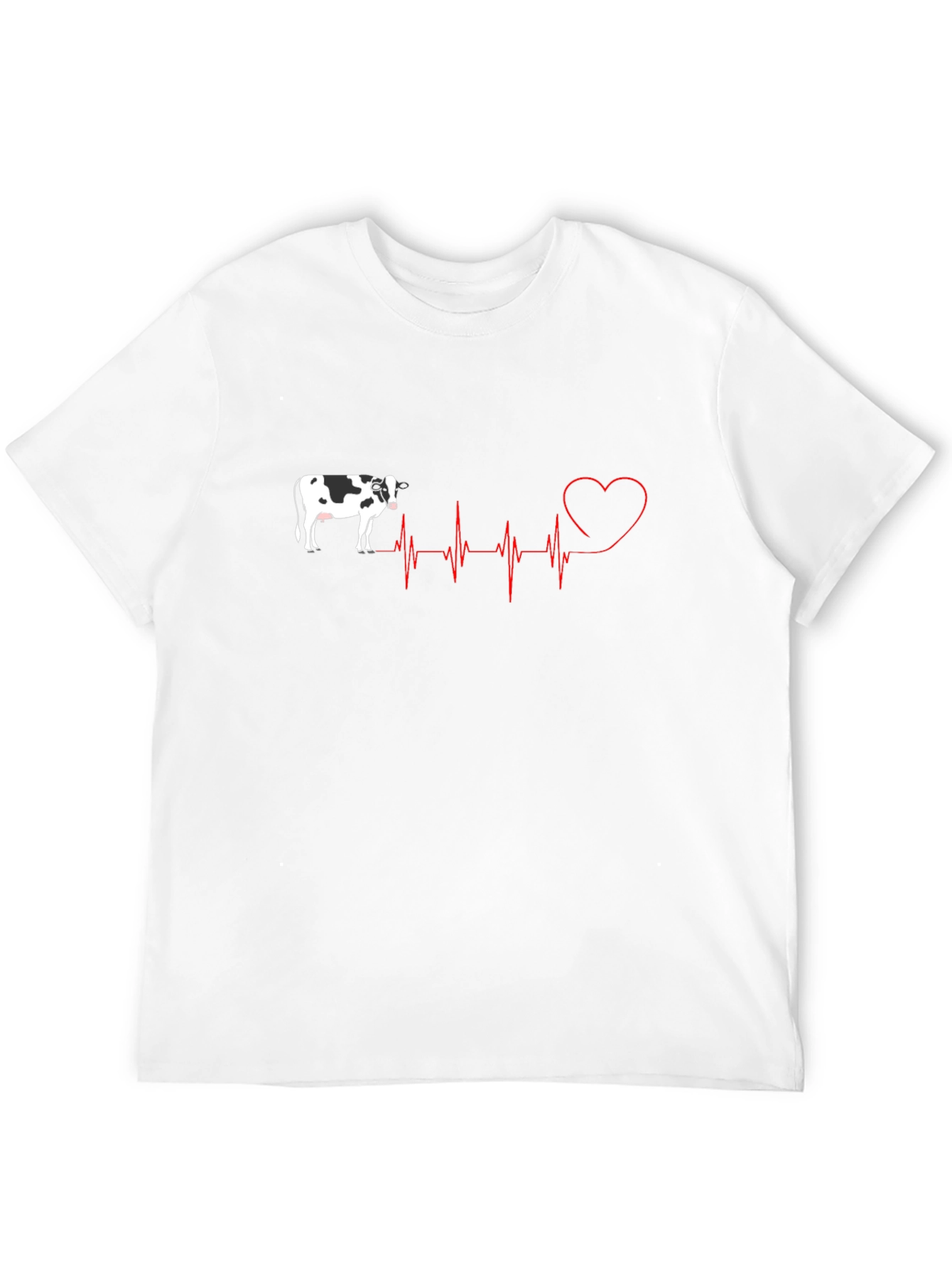 Cow Heartbeat Graphic Tee - Black Cotton T-Shirt