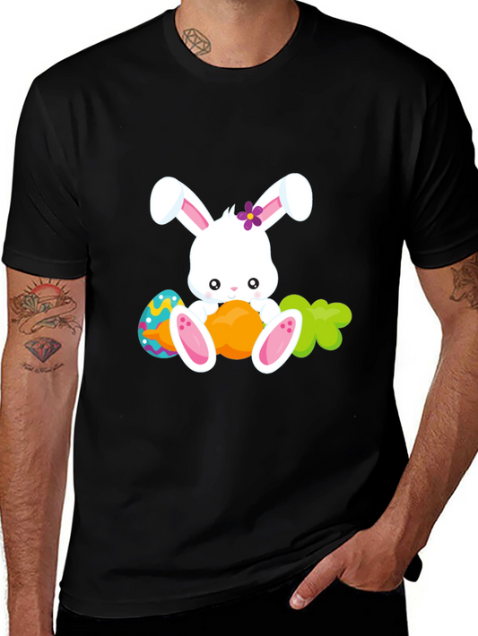 Cute Easter Bunny Graphic Tee - Black