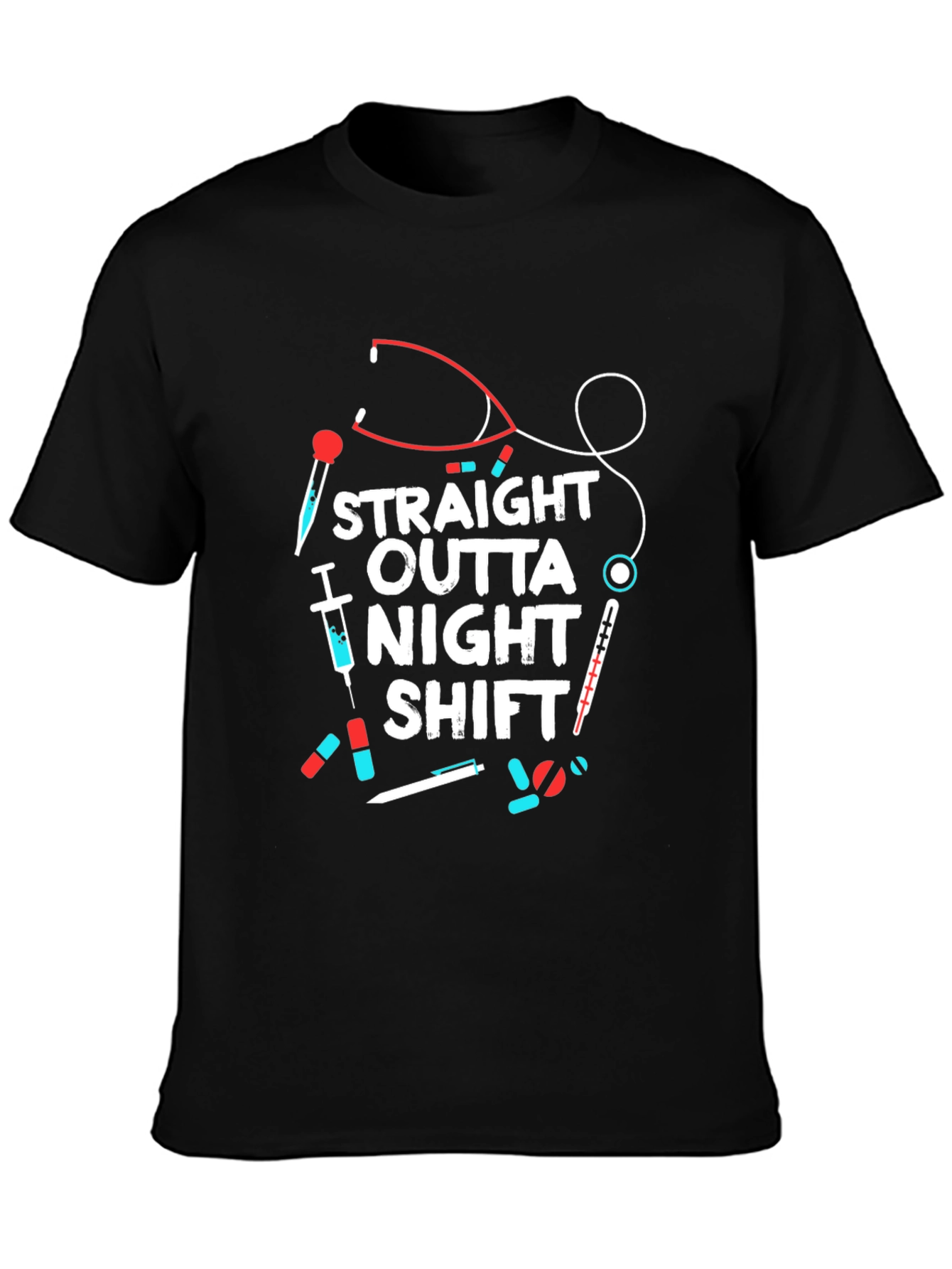 Straight Outta Night Shift Graphic Tee - Nurse T-Shirt