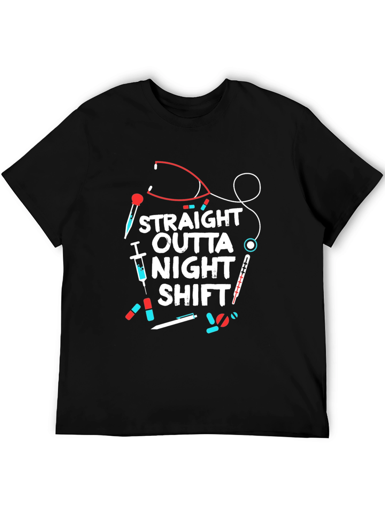 Straight Outta Night Shift Graphic Tee - Nurse T-Shirt