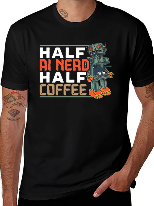 Half AI Nerd Half Coffee Robot T-Shirt