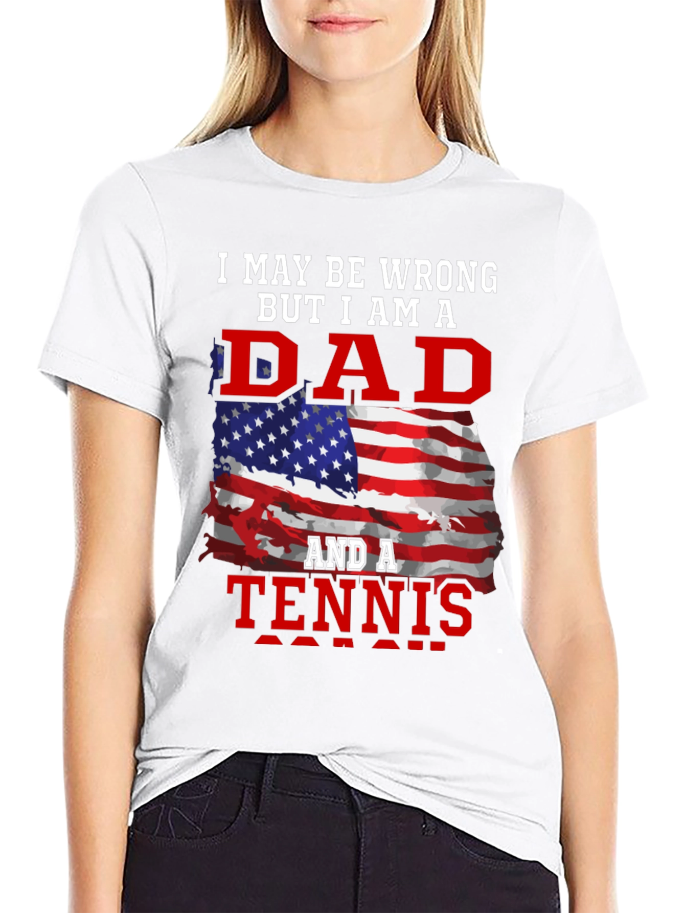 Dad and Tennis Fan T-Shirt - Patriotic Design