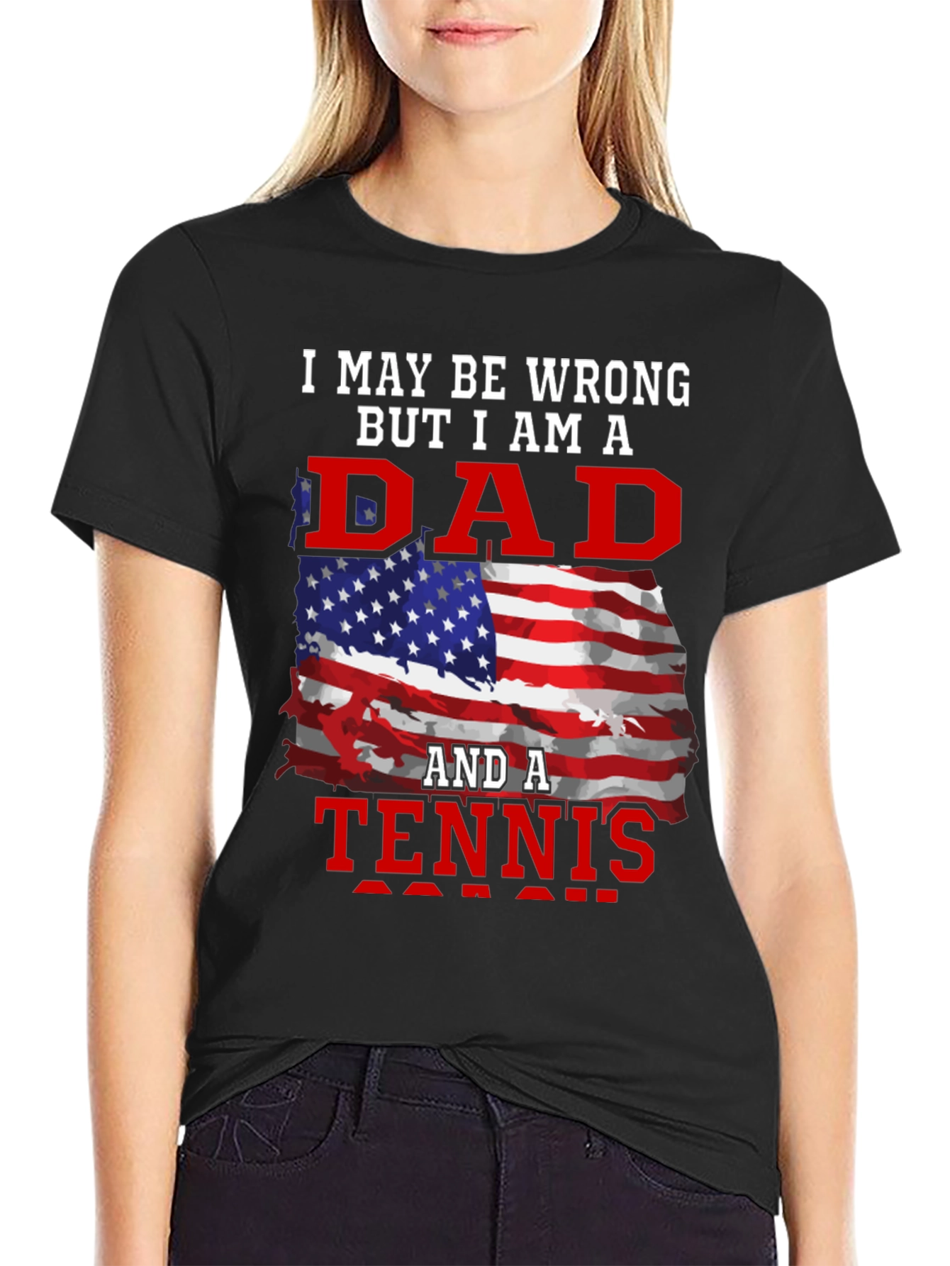 Dad and Tennis Fan T-Shirt - Patriotic Design