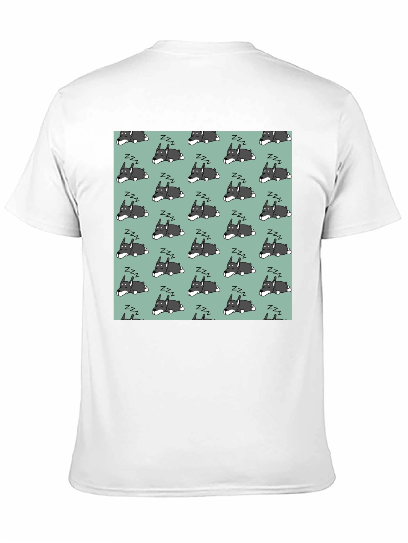 Sleeping Dog Pattern T-Shirt - Black
