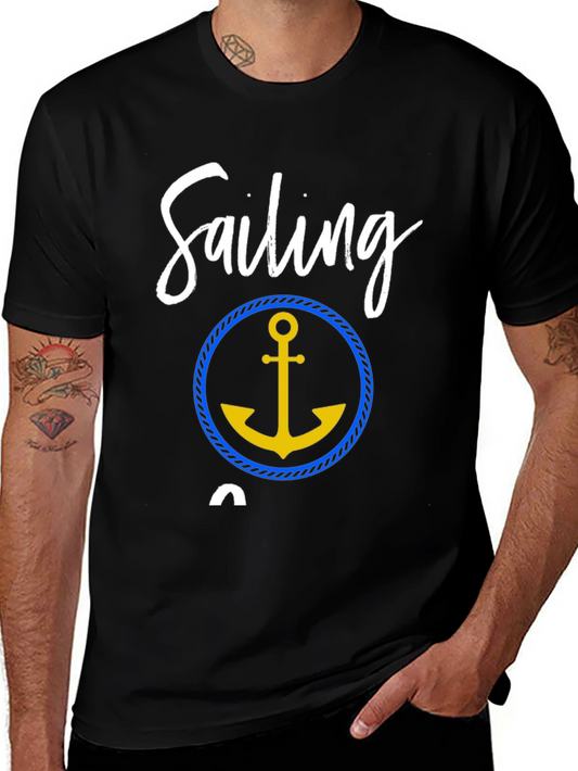 Sailing T-Shirt with Anchor Graphic