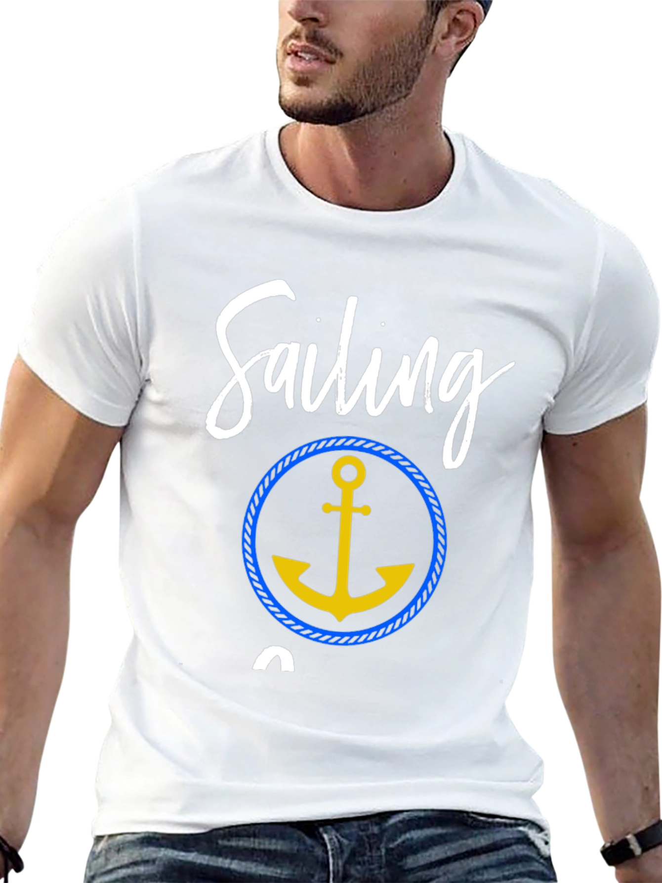 Sailing T-Shirt with Anchor Graphic