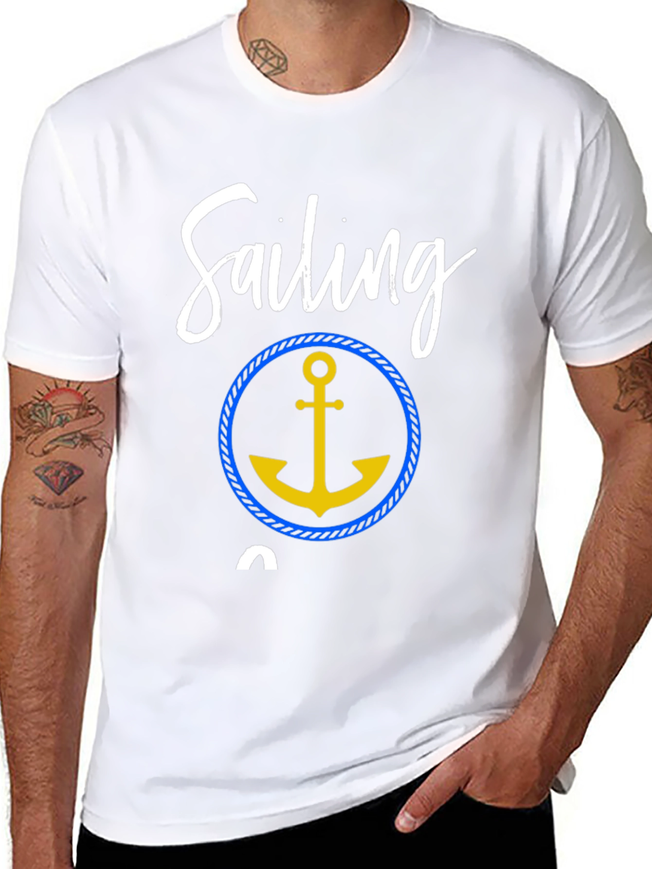 Sailing T-Shirt with Anchor Graphic