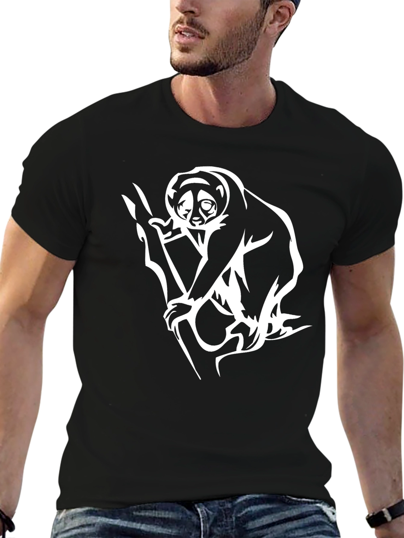Slow Loris Graphic Tee - Black Cotton Shirt