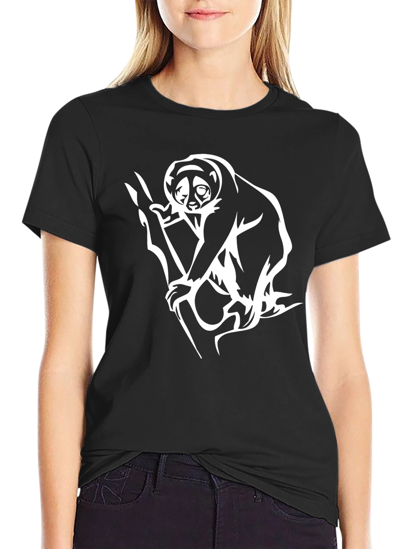Slow Loris Graphic Tee - Black Cotton Shirt