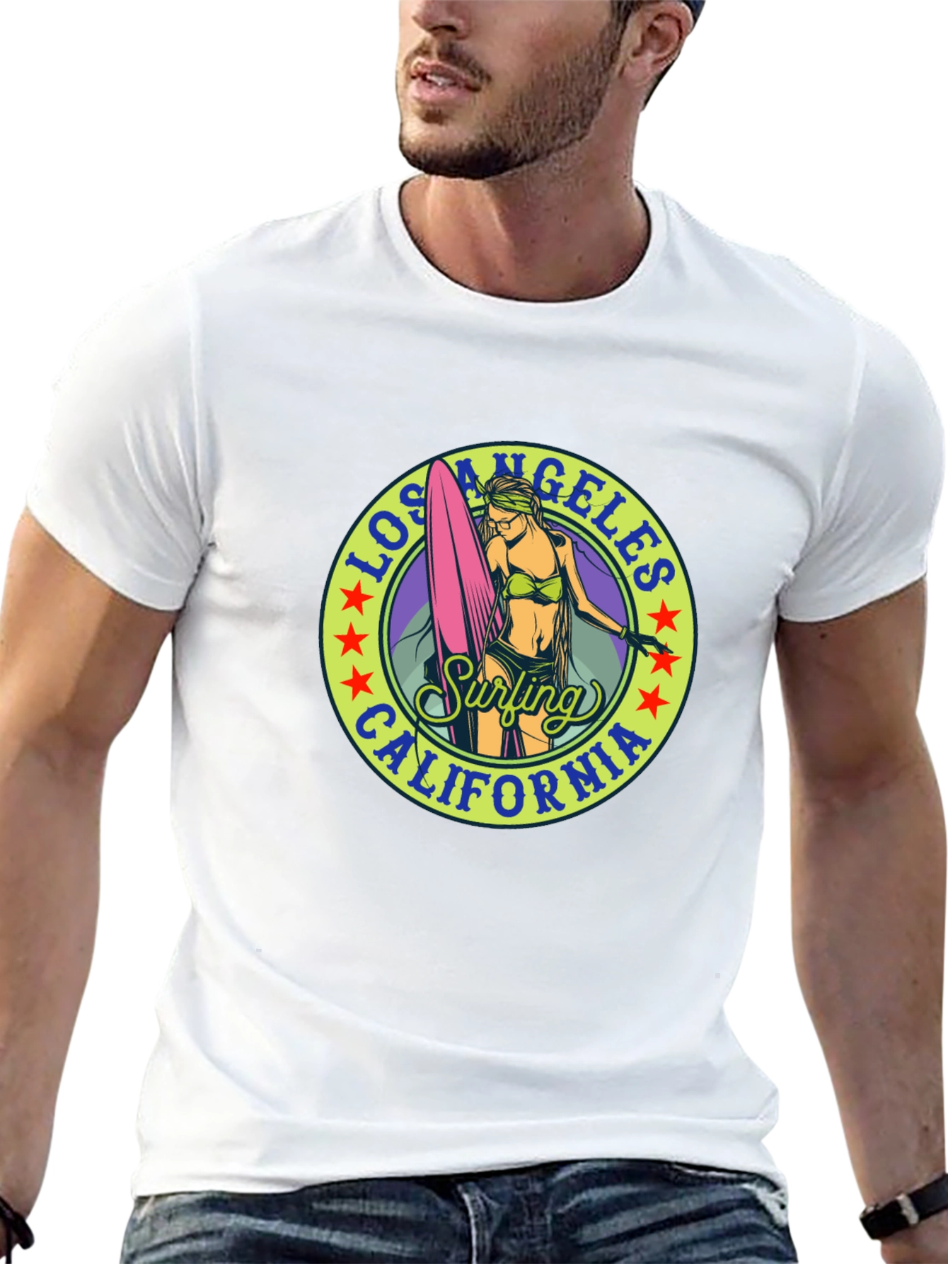 Los Angeles California Surfing Graphic Tee