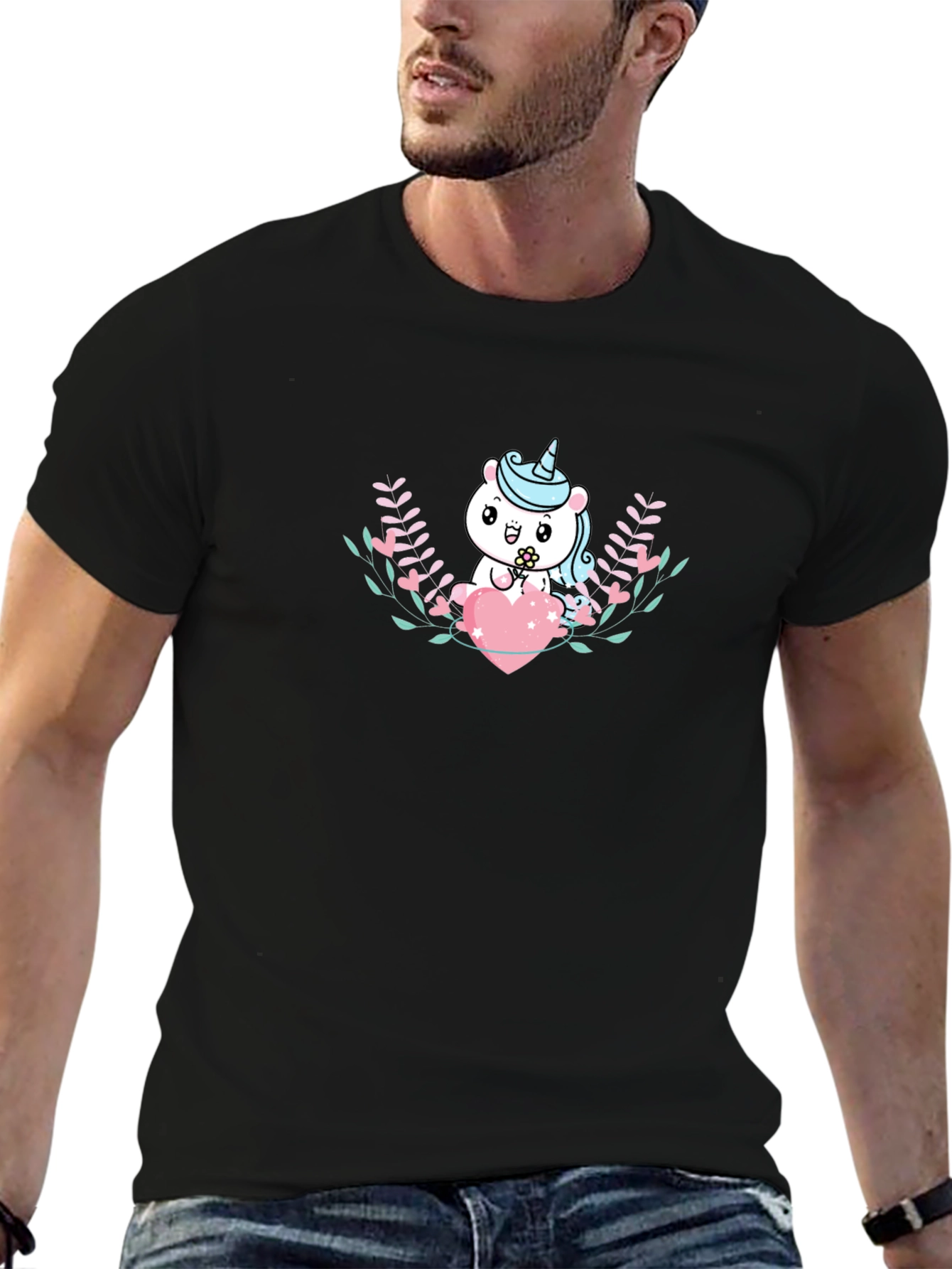 Cute Unicorn Heart Graphic T-Shirt