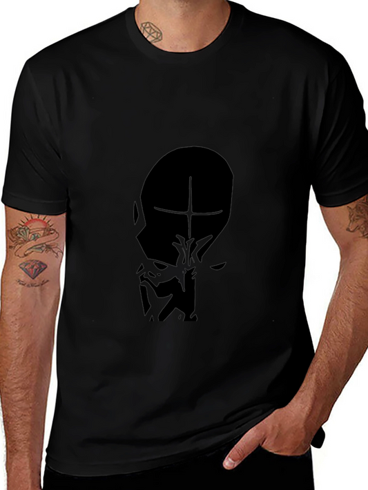 Mens Black T-Shirt - Abstract Face Graphic