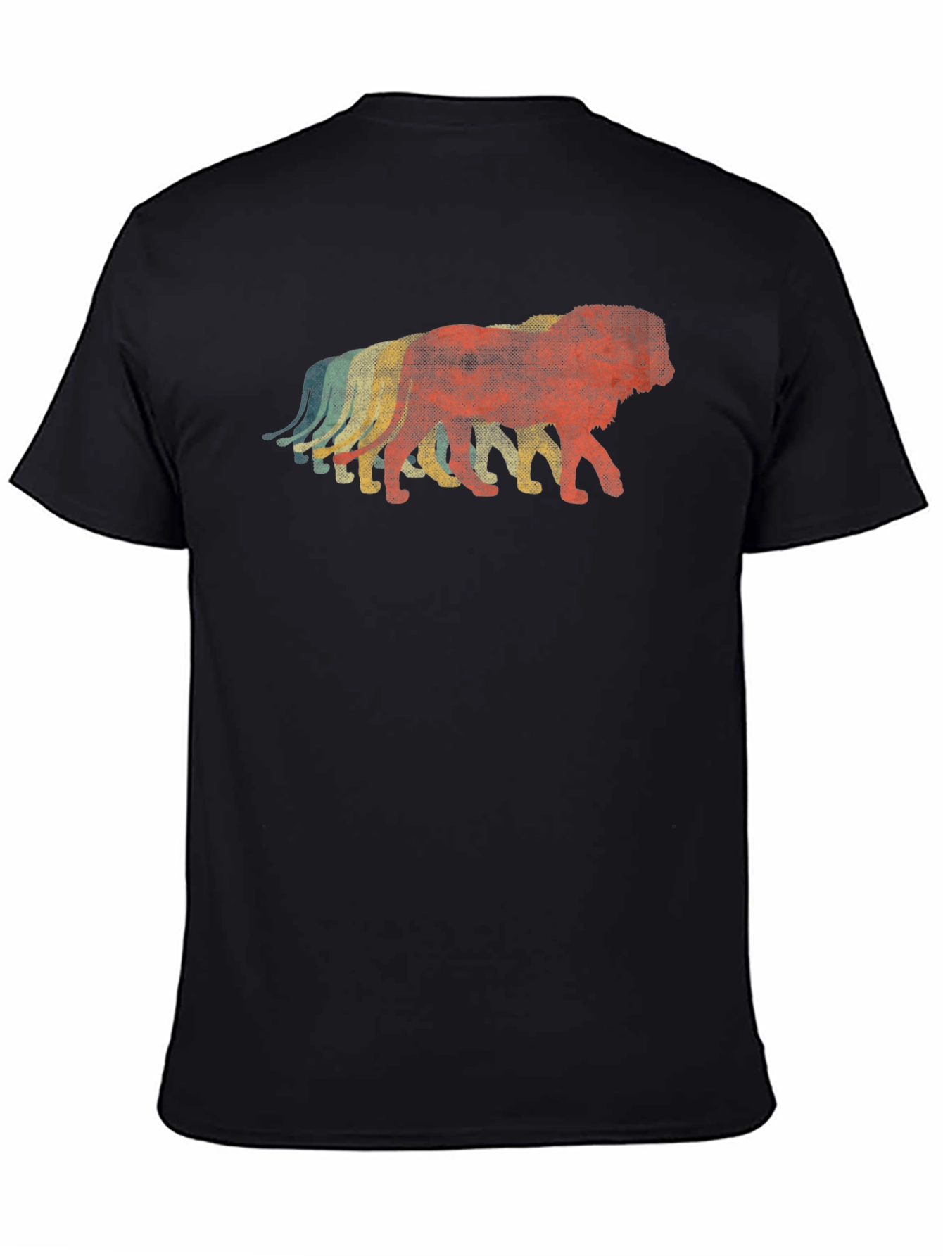 Retro Lion Graphic Black T-Shirt