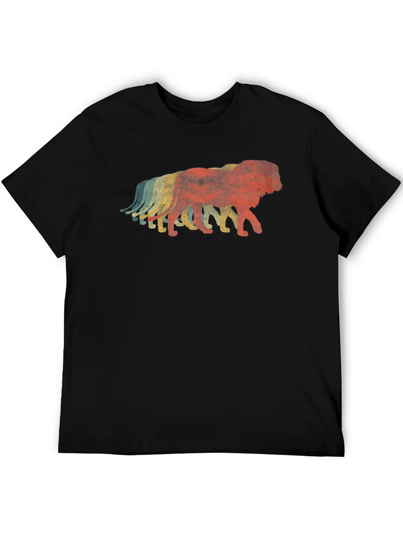 Retro Lion Graphic Black T-Shirt