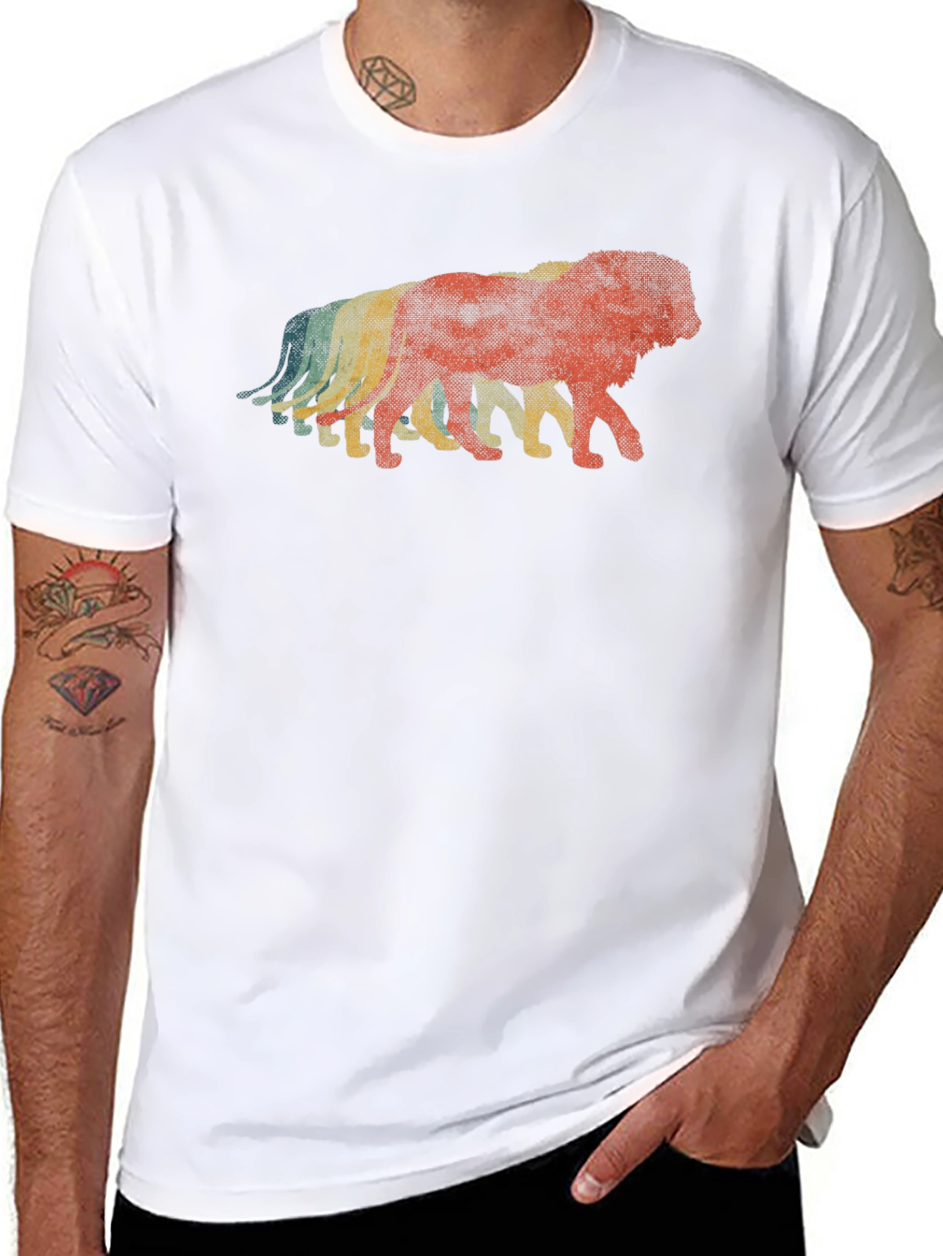 Retro Lion Graphic Black T-Shirt