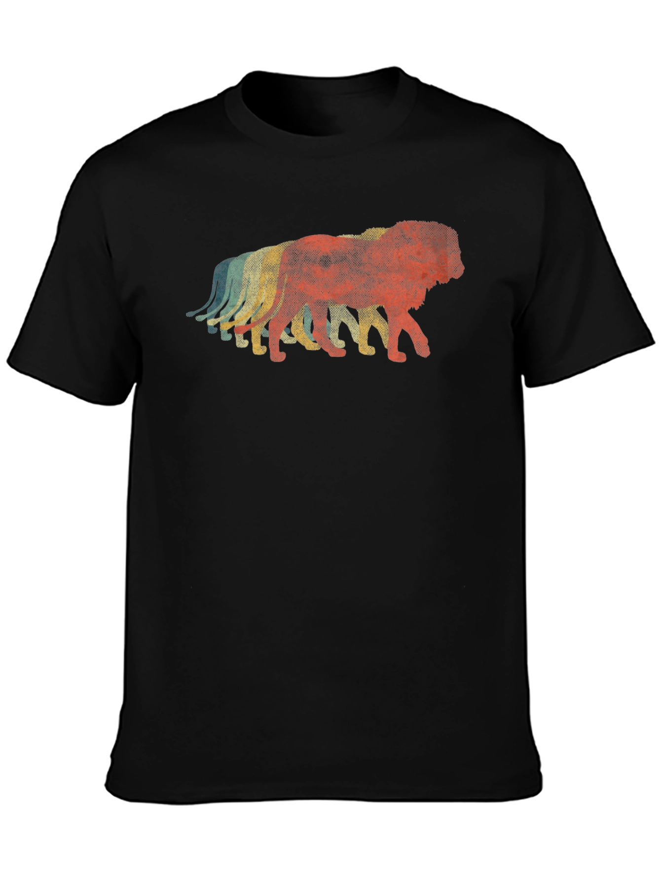 Retro Lion Graphic Black T-Shirt