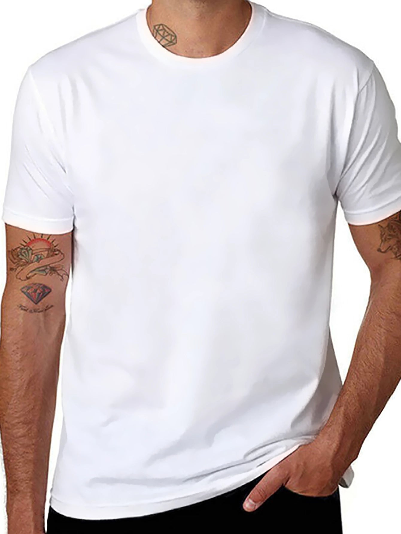 Mens Solid Black Casual T-Shirt