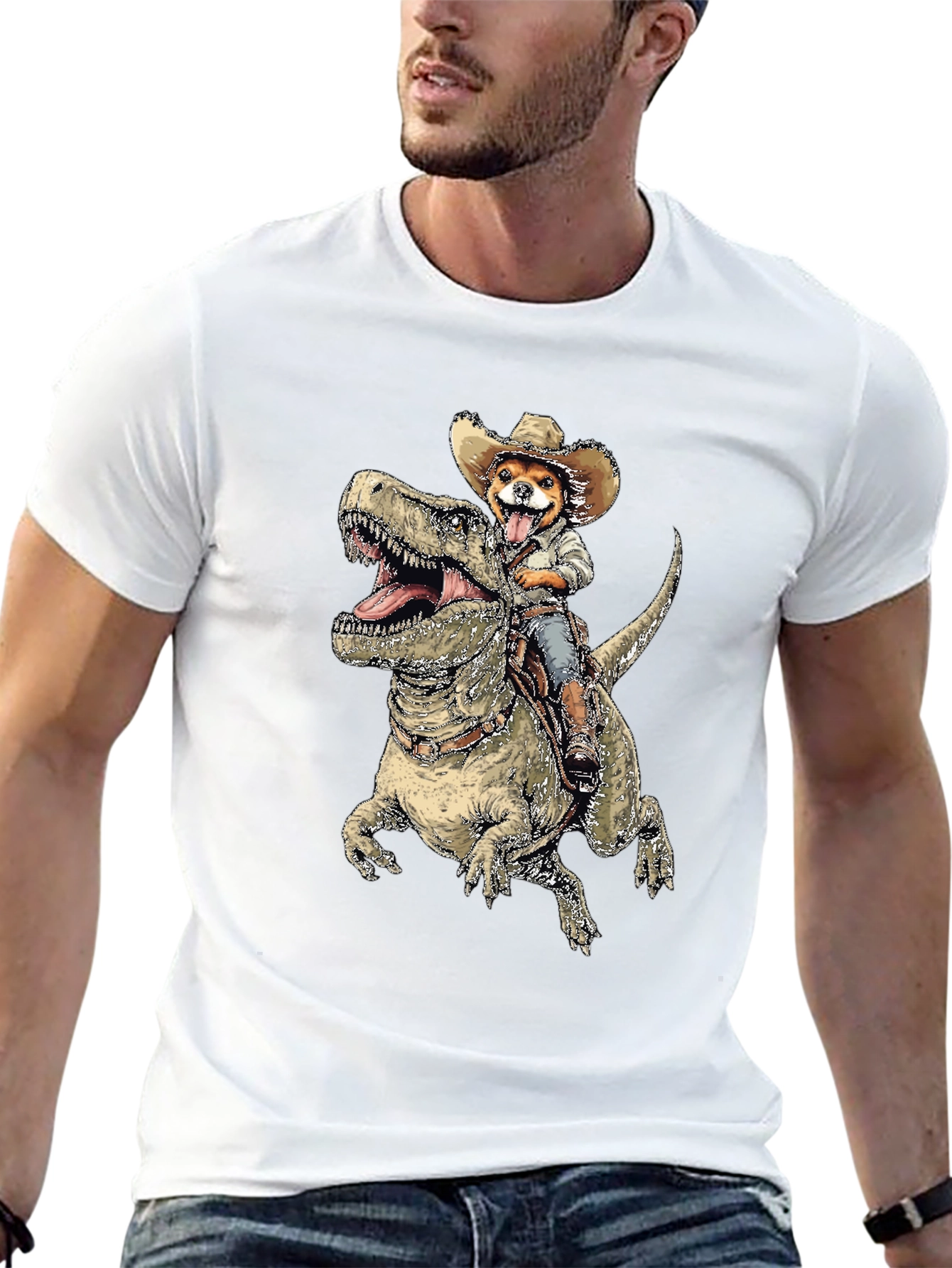 Dog Riding Dinosaur T-Shirt