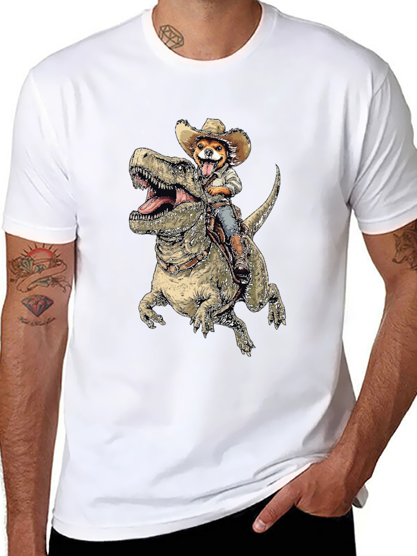 Dog Riding Dinosaur T-Shirt