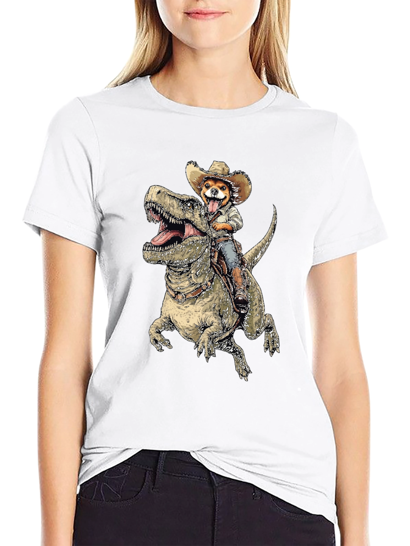 Dog Riding Dinosaur T-Shirt