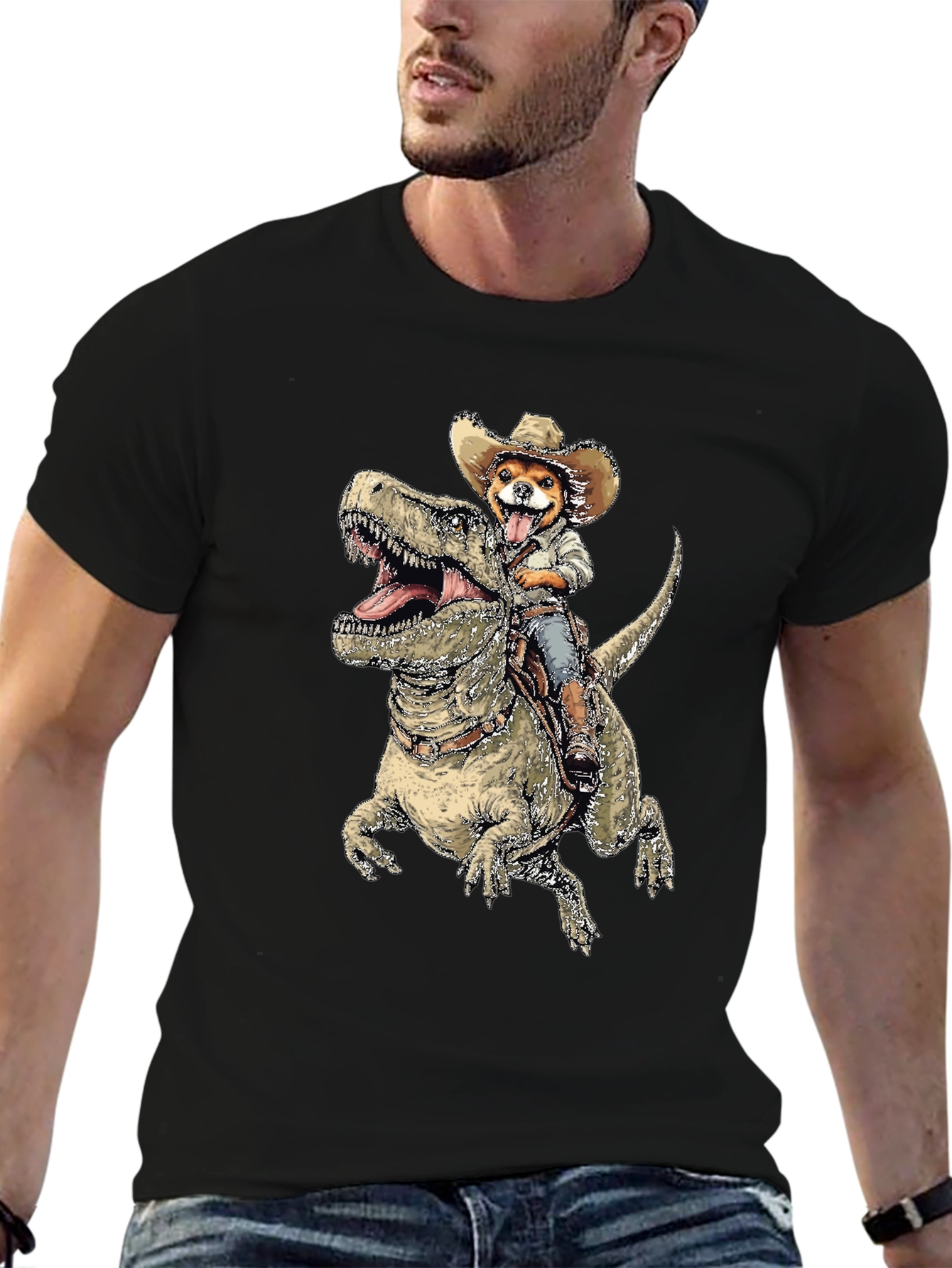 Dog Riding Dinosaur T-Shirt