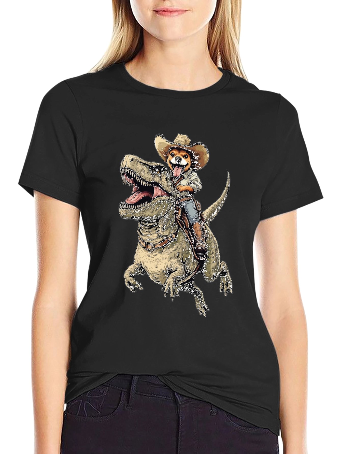 Dog Riding Dinosaur T-Shirt