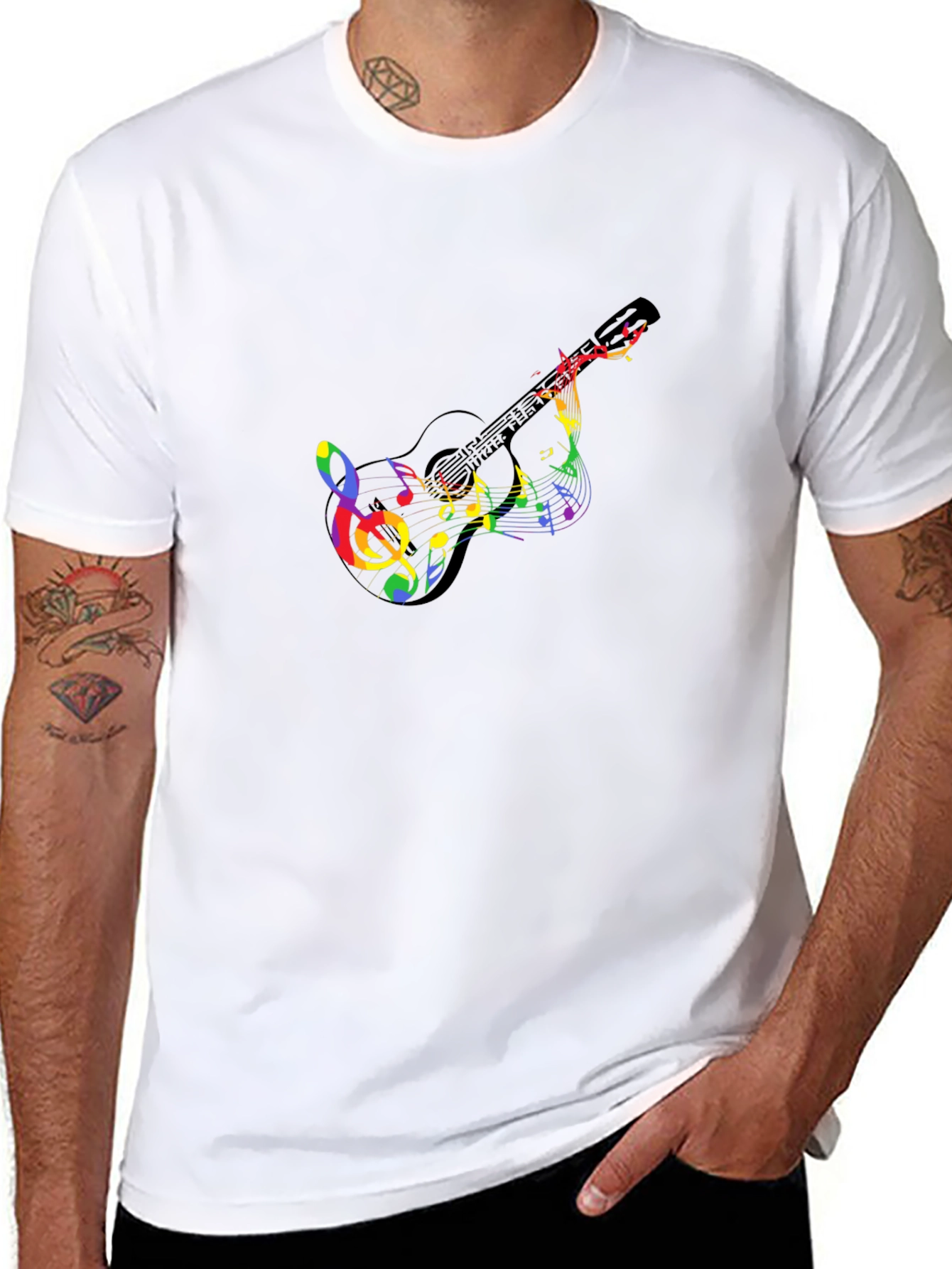Rainbow Music Guitar Graphic T-Shirt