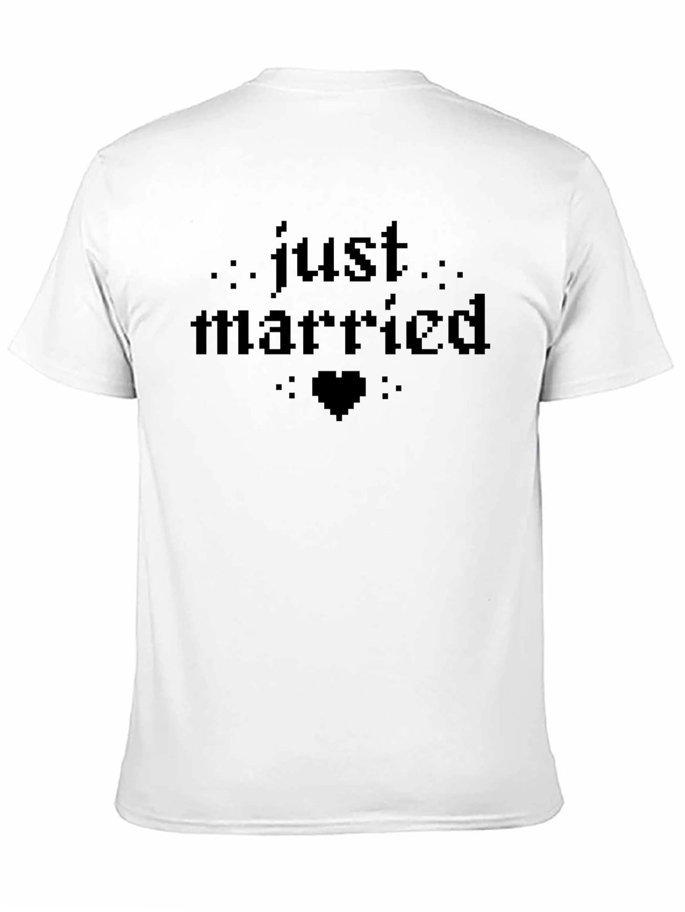 Just Married Pixel Heart T-Shirt - Black