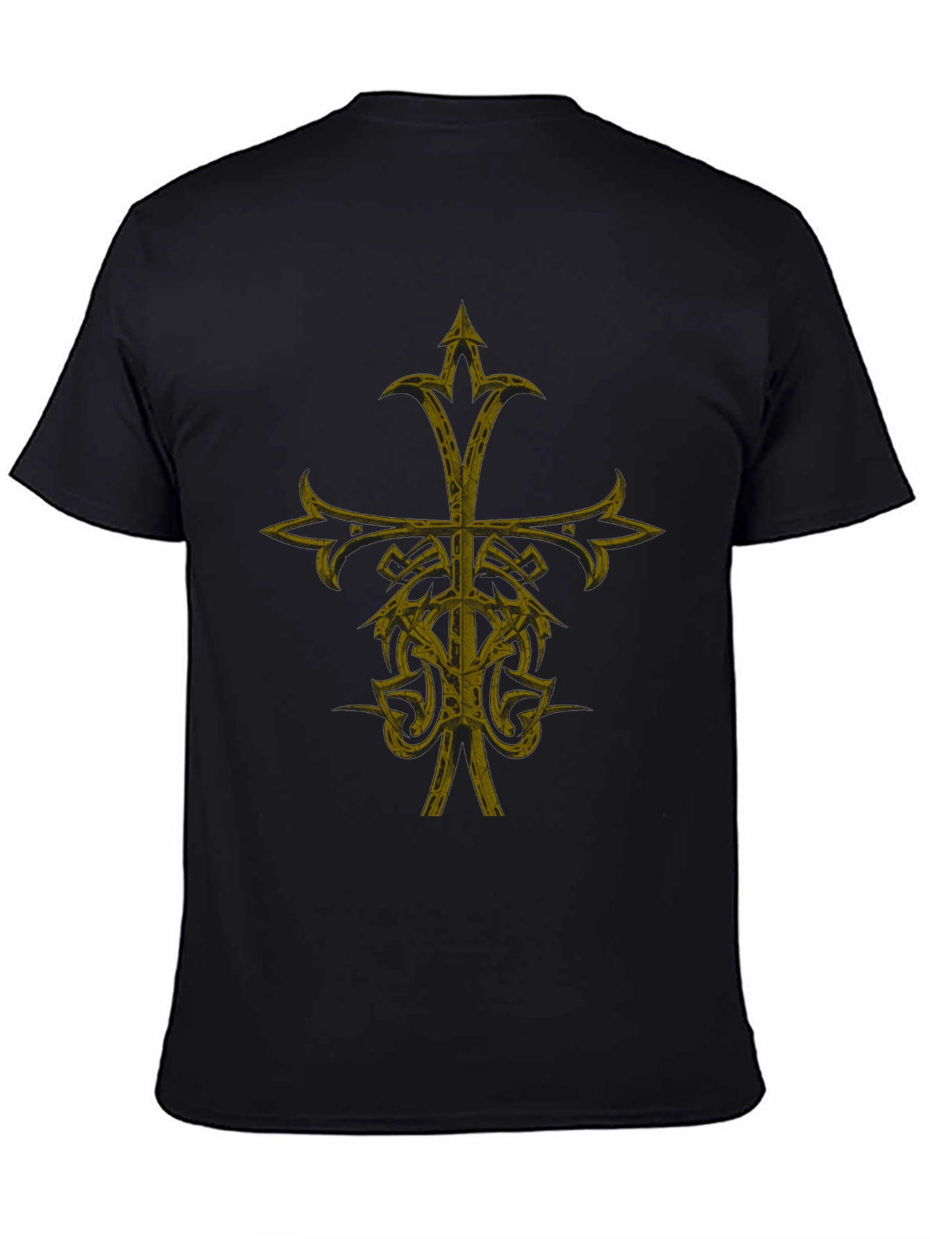 Gothic Cross Graphic Print Black T-Shirt