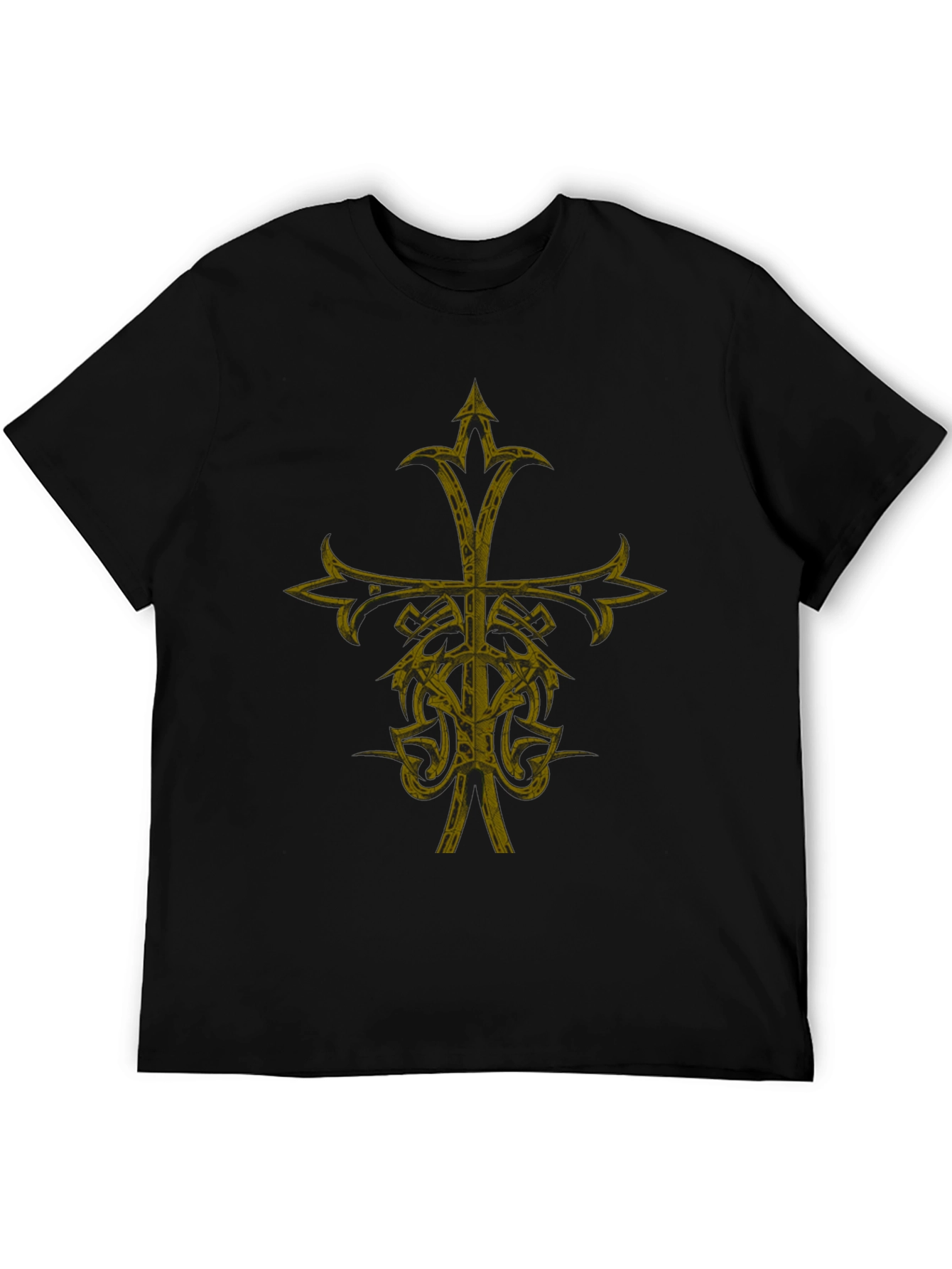 Gothic Cross Graphic Print Black T-Shirt