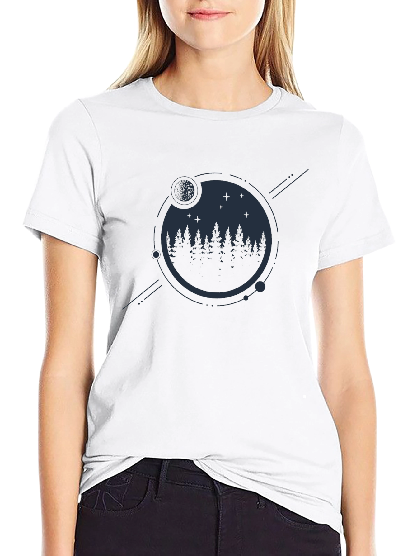 Mens Black Forest & Moon Graphic Tee